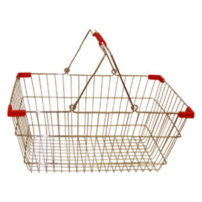 Корзина покупательская хром,22 л, 2 ручки с пластиковыми накладками, уголки Shols, цвет красный 