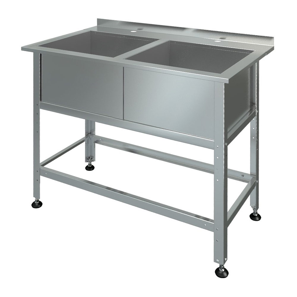 Ванна моечная двухсекционная с бортом МБ-2-0,45-0,8/1,55 