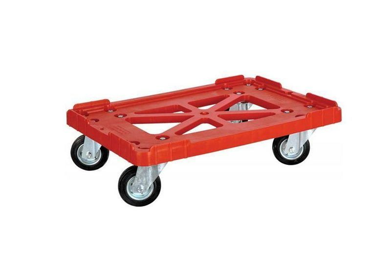 Тележка, для ящиков 600*400 мм, колеса черные, красный 