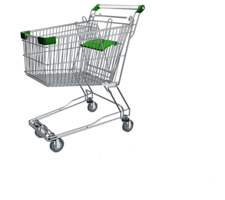 Тележка покупательская оцинков. металл, 58 л с детским сиденьем, цвет зеленый Shols 