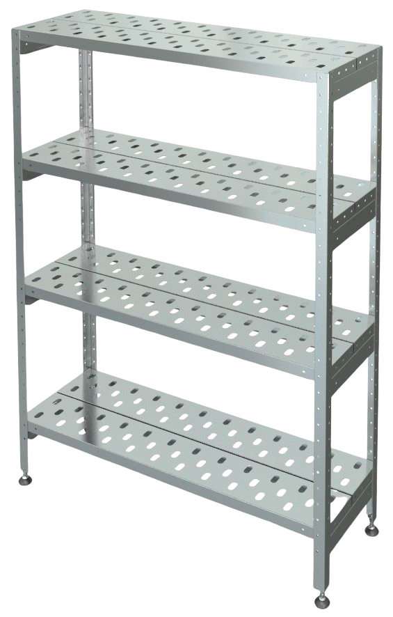 Стеллаж кухонный С-4Р-0,6/1,2/1,8 с решетчатыми полками 
