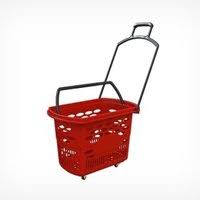 Корзина покупательская пластик, 40 л, на колесах, цвет красный Shols 