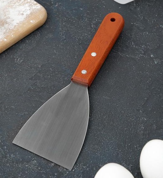 Лопатка поварская, дерево/нерж 10см (шпатель)1029748 