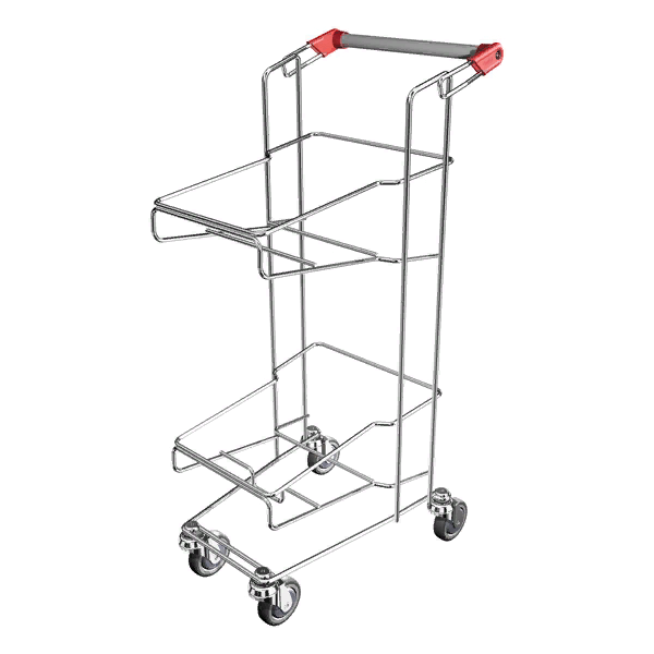 Тележка покупательская оцинков. металл, 27 л для 2-х покупательских корзин, цвет красный 