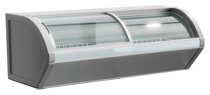 Ларь морозильный HFR-HM400-3 (гнутое стекло), серый 