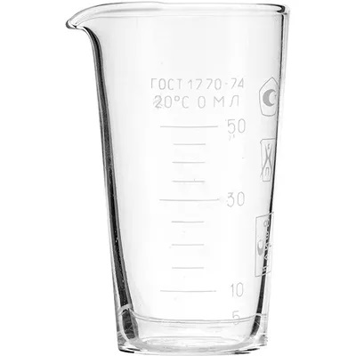 Мерный стакан, 50 мл, d=45 мм, цвет прозрачный, ТС ГОСТ-1770-74, H=85мм, HLP-2 